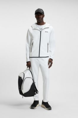 Active Hoodie aus Stretch-Gabardine mit Rei&szlig;verschluss und Thermoregulierung, Wei&szlig;