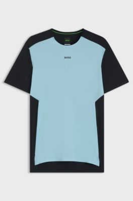 Camiseta activa de punto de malla con detalles reflectantes decorativos, Azul oscuro / Azul claro