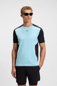 Active mesh-jersey T-shirt with decorative reflective details, Dark Blue / Light Blue