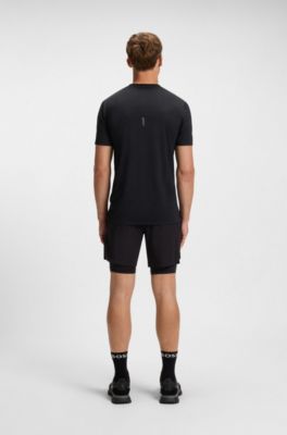 Active mesh-jersey T-shirt with decorative reflective details, Dark Blue / Light Blue