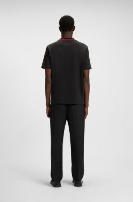 Cotton-jersey T-shirt with collegiate logo, Black