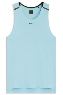 Active mesh-jersey tank top with decorative reflective details, Light Blue