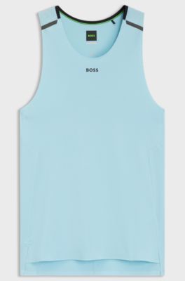 Active mesh-jersey tank top with decorative reflective details, Light Blue