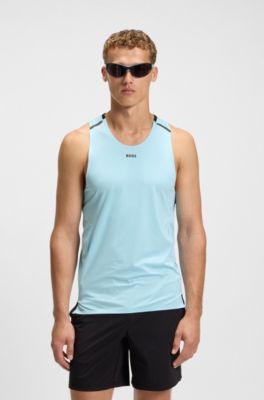 Active mesh-jersey tank top with decorative reflective details, Light Blue