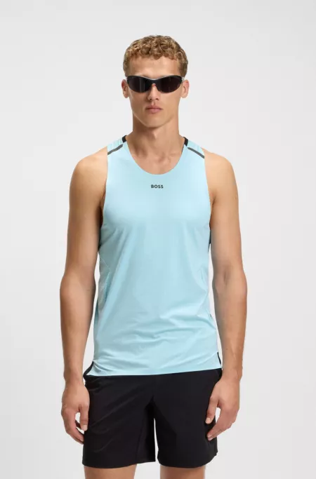 Active mesh-jersey tank top with decorative reflective details