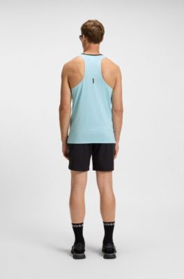 Active mesh-jersey tank top with decorative reflective details, Light Blue