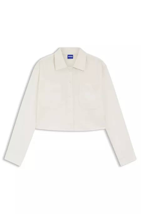 Relaxed-fit blouse in cotton with Happy HUGO logo