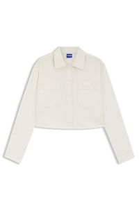 Relaxed-fit blouse in cotton with Happy HUGO logo, Natural