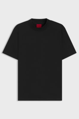 Slim-fit T-shirt van stretchkatoen met opstaande kraag, Zwart