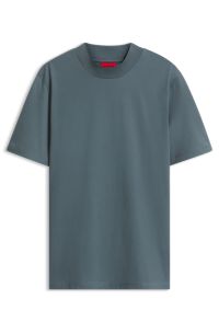 Slim-fit T-shirt in stretch cotton with stand collar, Grey