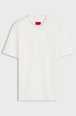 T-shirt Slim en coton stretch avec col mao, Blanc