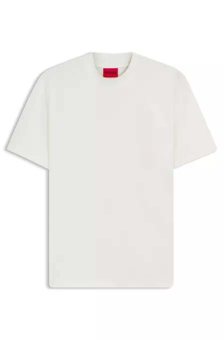 Slim-fit T-shirt in stretch cotton with stand collar