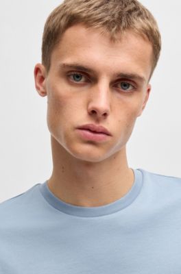 Slim-fit T-shirt van gemerceriseerde katoen, Lichtblauw