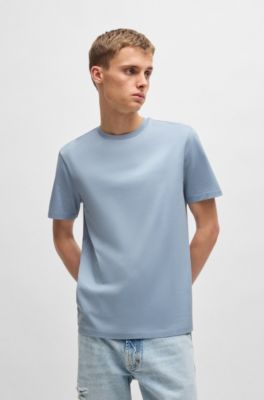 Slim-fit T-shirt with mercerised cotton, Light Blue