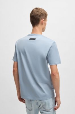 Slim-fit T-shirt van gemerceriseerde katoen, Lichtblauw