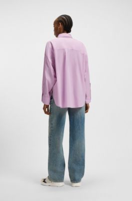 Oversized-fit blouse in cotton poplin, light pink