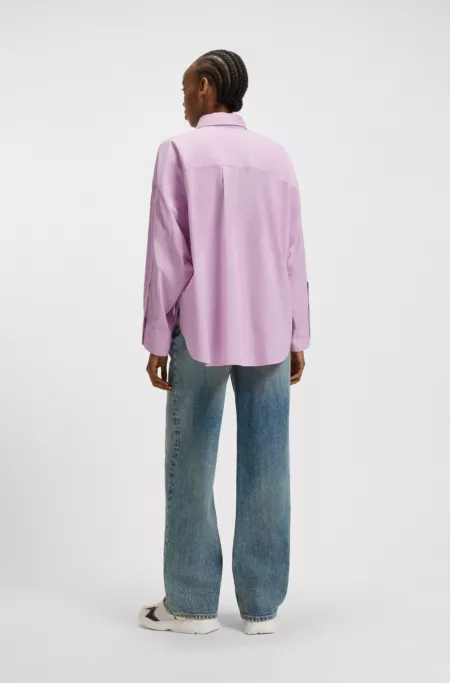 Oversized-fit blouse in cotton poplin