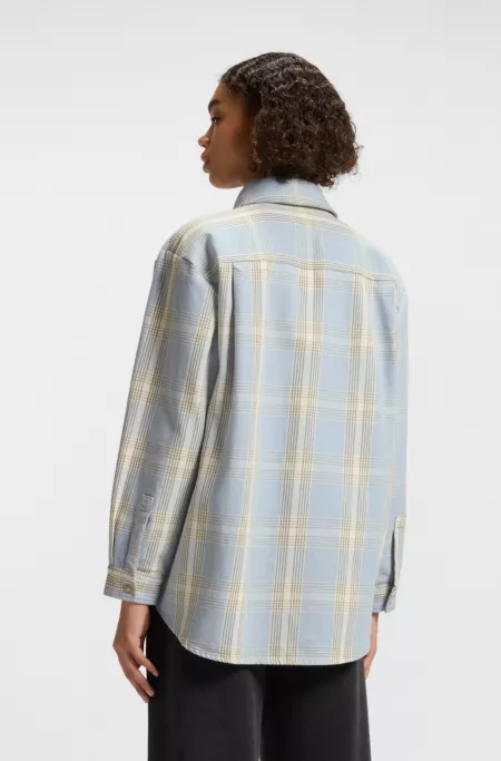 Oversized-fit blouse in Glen-check cotton twill