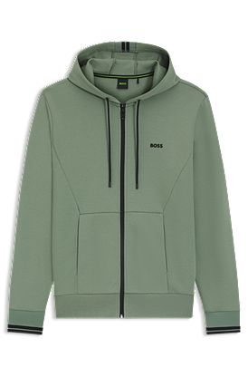 Cotton-blend zip-up hoodie with stripe details