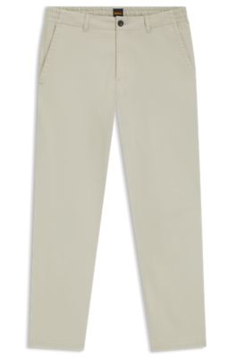 Regular-fit trousers in cotton-blend twill, Light Beige
