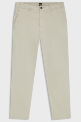 Regular-fit trousers in cotton-blend twill, Light Beige
