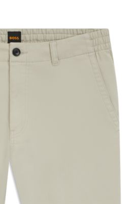 Regular-fit trousers in cotton-blend twill, Light Beige