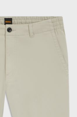 Regular-fit trousers in cotton-blend twill, Light Beige