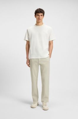 Regular-fit trousers in cotton-blend twill, Light Beige