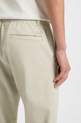 Regular-fit trousers in cotton-blend twill, Light Beige