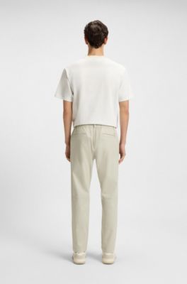 Regular-fit trousers in cotton-blend twill, Light Beige