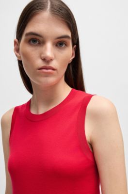 Sleeveless top knitted in virgin wool, Red
