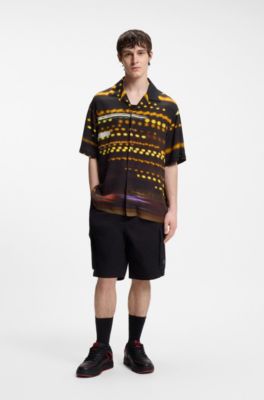 HUGO x RB oversized-fit shirt with racing print, Patterned