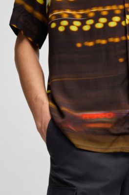 HUGO x RB オーバーサイズフィット シャツ レーシングプリント, パターン