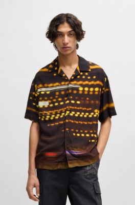 HUGO x RB oversized-fit shirt with racing print, Patterned