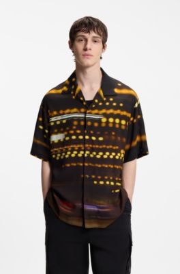 HUGO x RB oversized-fit shirt with racing print, Patterned