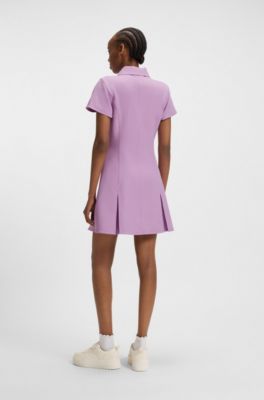 Robe pr&egrave;s du corps zipp&eacute;e sur le devant avec jupe pliss&eacute;e, Rose clair