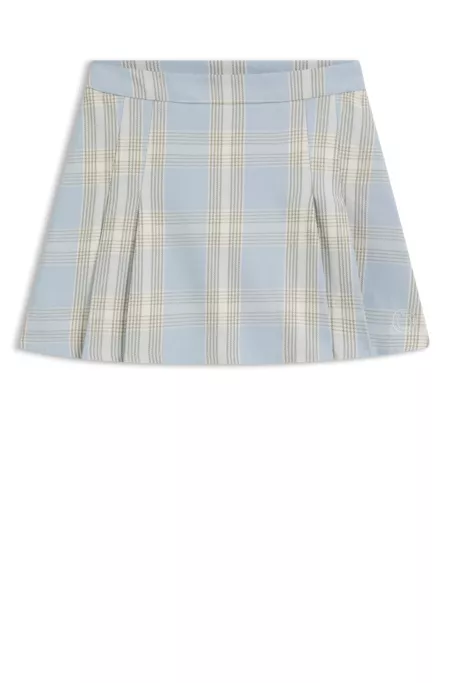 Pleated mini skirt in checked cotton twill
