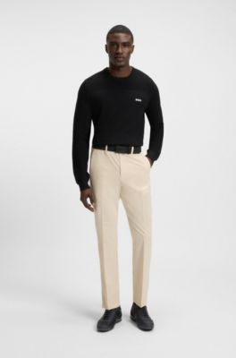 Logo-detail lace-up trainers with leather trims, Black