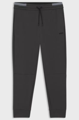 Cotton-blend tracksuit bottoms with striped trims, Dark Grey