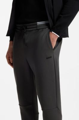 Cotton-blend tracksuit bottoms with striped trims, Dark Grey