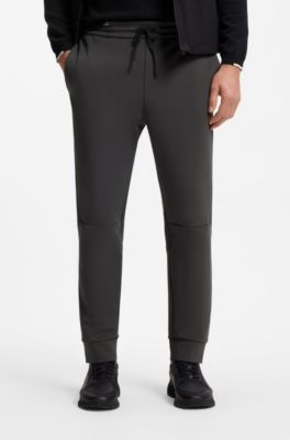 Cotton-blend tracksuit bottoms with striped trims, Dark Grey
