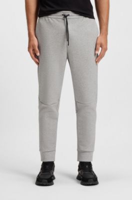 Cotton-blend tracksuit bottoms with striped trims, Grey