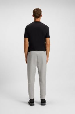 Cotton-blend tracksuit bottoms with striped trims, Grey