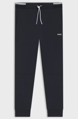 Cotton-blend tracksuit bottoms with striped trims, Dark Blue
