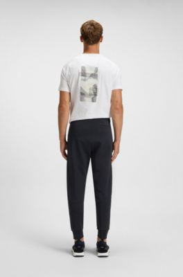 Cotton-blend tracksuit bottoms with striped trims, Dark Blue