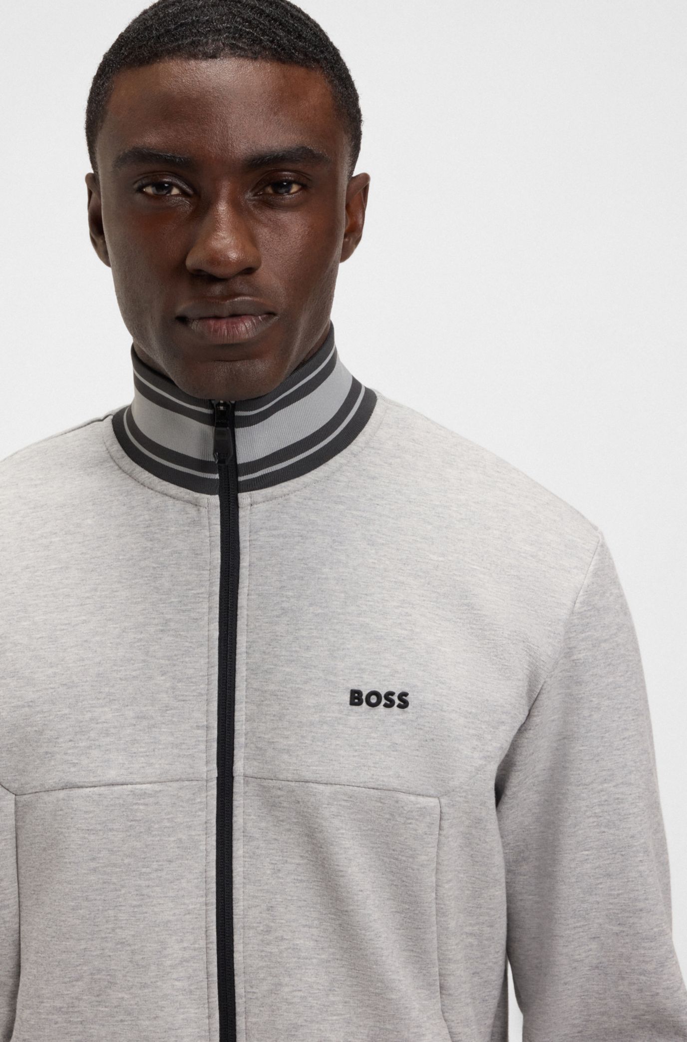 【関税込み】Hugo ベージュ ジッパー スウェットシャツ BOSS - ジップネック スウェットシャツ コットンテリー