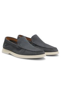 Suede loafers with debossed logo, Dark Grey