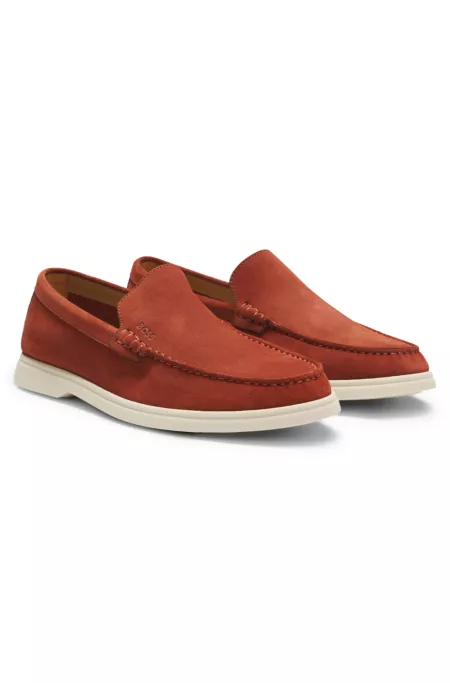 Suede loafers with debossed logo