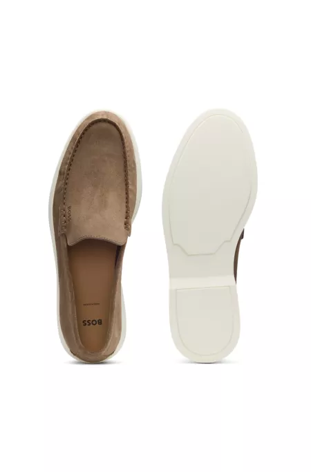 Suede loafers with contrast outsole