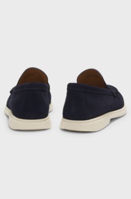 Loafers em camur&ccedil;a com log&oacute;tipo em relevo, Dark Blue